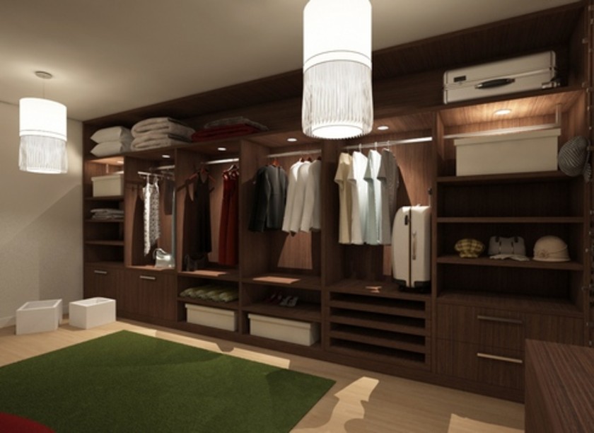 Классическая гардеробная комната из массива с подсветкой Лесосибирск