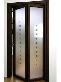 Складные двери гармошка с матовым стеклом Лесосибирск